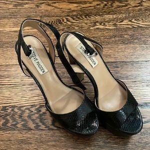 Steve Madden Black Snakeskin Heels